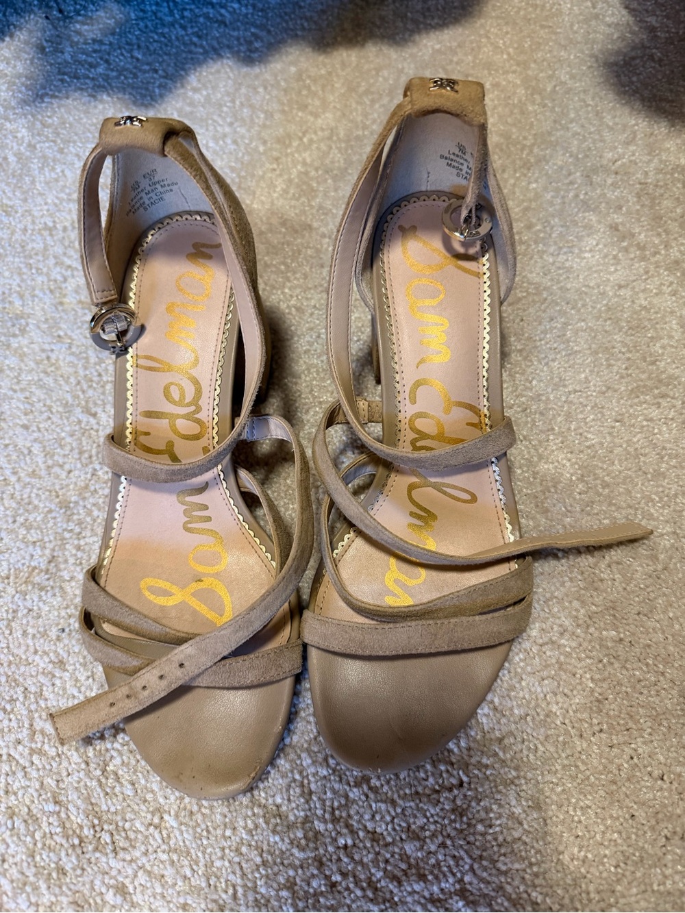 Sam Edelman Women's Taupe Strappy Heeled Sandals in size 7
